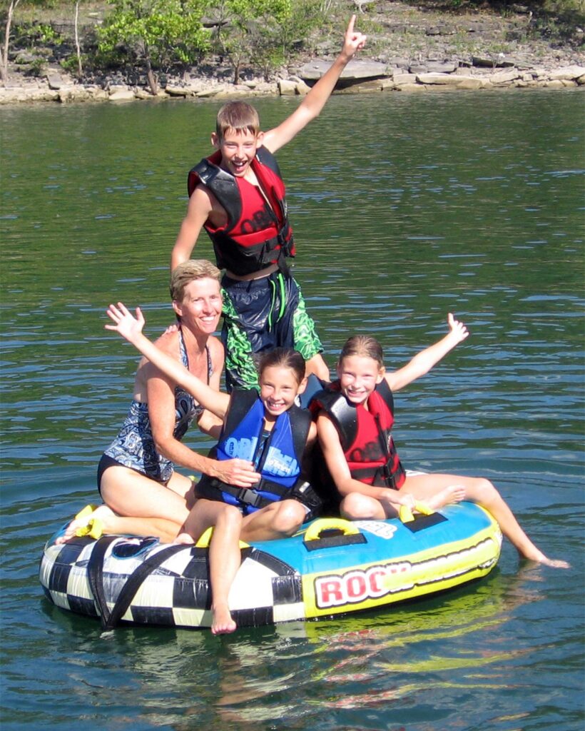 Sue Ludwig and children at Table Rock Lake, Branson, MIssouri.